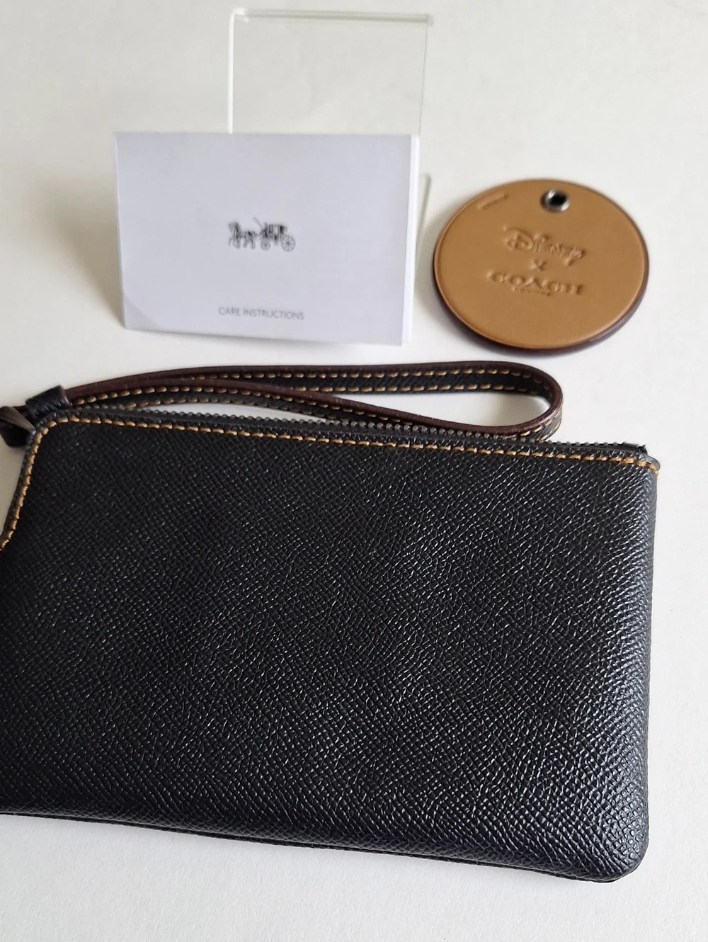 Coach Minnie Mouse Black Leather Wristlet